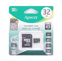 Карта памяти MicroSD 32 Gb Класс 10 Apacer UHS-I 45Mb/s адаптер - фото