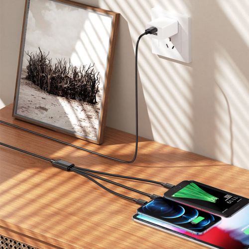 Кабель USB 3в1 MicroUSB-Lightning 8Pin-Type-C HOCO X74 черный - оптовая продажа фото 3 Кабель USB 3в1 MicroUSB-Lightning 8Pin-Type-C HOCO X74 черный - фото фото 3