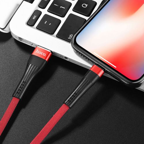Кабель USB Lightning 8Pin HOCO U39 Slender 2.4A 1.2м красно-черный оптом, в розницу Центр Компаньон фото 2