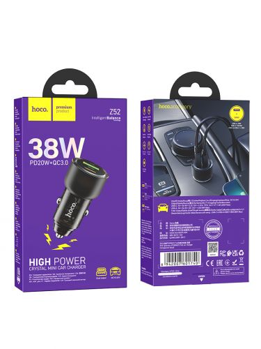 АЗУ TYPE-C HOCO Z52 3.0A PD38W QC3.0 черный - оптовая продажа фото 4 АЗУ TYPE-C HOCO Z52 3.0A PD38W QC3.0 черный - фото фото 4