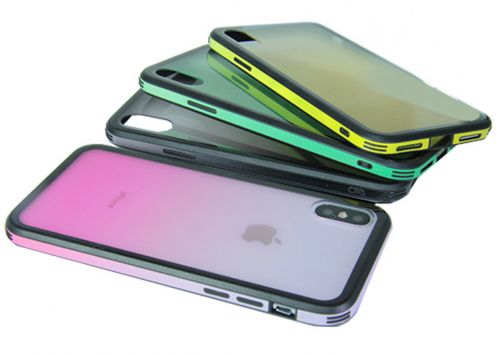 Чехол-накладка для iPhone X/XS GRADIENT TPU+Glass розовый - фото фото 3