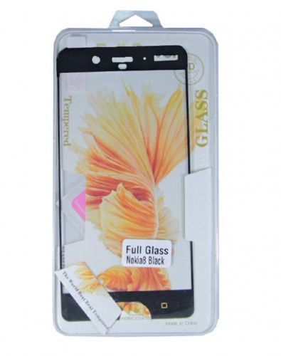 Защитное стекло для NOKIA 8 FULL FLAT коробка черный - фото