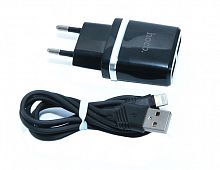 Купить СЗУ USB 2.4A 2 выхода HOCO C12 кабель Lightning 8Pin черный оптом, в розницу в ОРЦ Компаньон