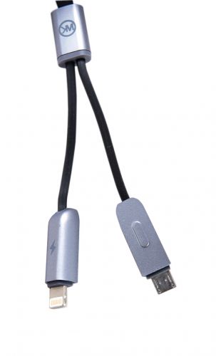 Кабель USB 2в1 MicroUSB-Lightning 8Pin WK черный - оптовая продажа фото 4 Кабель USB 2в1 MicroUSB-Lightning 8Pin WK черный - фото фото 4