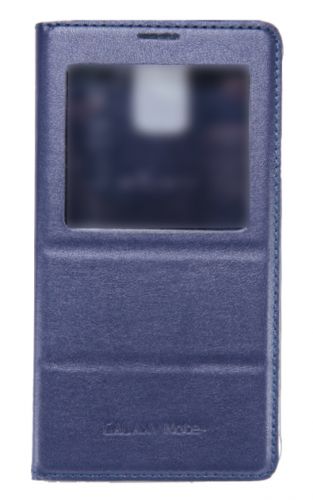 Чехол-книжка для Samsung N910C Note 4 FLIP WALLET КОЖА ОКНО синий - фото