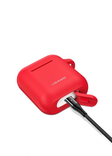 Чехол для наушников Airpods USAMS US-BH423 красный, Ограниченно годен - фото