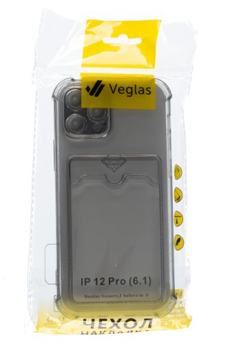 Чехол-накладка для iPhone 12 Pro VEGLAS Air Pocket черно-прозрачный оптом, в розницу Центр Компаньон фото 4