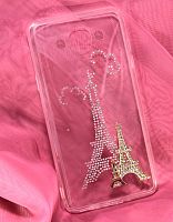 Чехол-накладка для SAMSUNG A500 YOUNICOU NEW стразы башня PC+TPU - фото