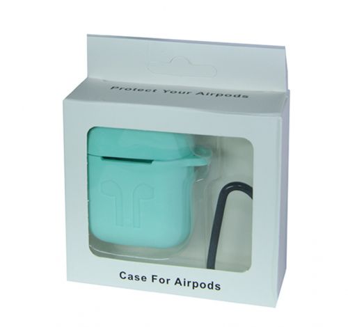 Чехол для наушников Airpods Silicone бирюзовый - фото фото 2