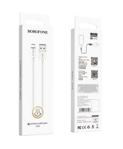Кабель USB-Micro USB BOROFONE BX22 Bloom 2.4A 1м белый оптом, в розницу Центр Компаньон фото 4