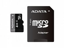Карта памяти MicroSD 4 Gb Класс 4 A-Data с адаптером - фото