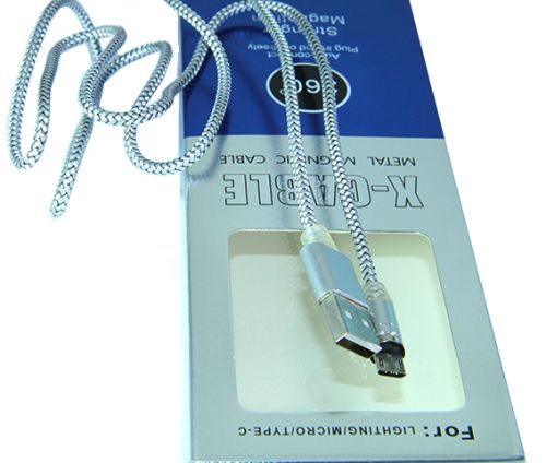 Кабель USB-Micro USB X-Cable Магнитный 1м серебро  оптом, в розницу Центр Компаньон фото 2