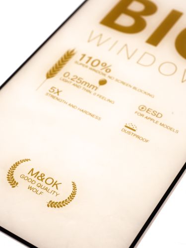 Защитное стекло для iPhone 15 WOLF KING YOGA MASTER пакет черный оптом, в розницу Центр Компаньон фото 2