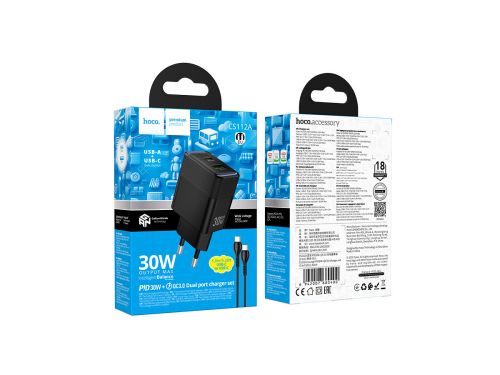 СЗУ USB HOCO CS112A PD30W QC3.0 кабель Type-C черный - оптовая продажа фото 5 СЗУ USB HOCO CS112A PD30W QC3.0 кабель Type-C черный - фото фото 5