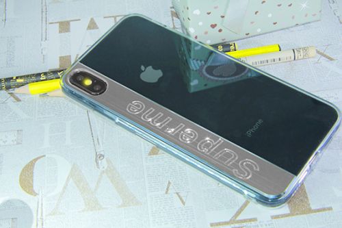 Чехол-накладка для iPhone X/XS SUPERME TPU серебро  - фото