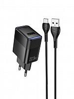 СЗУ USB HOCO CS111A QC3.0 кабель Type-C черный - фото