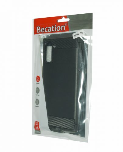 Чехол-накладка для Samsung N970 Note 10 BECATION CARBON FIBER TPU ANTISHOCK черный - фото фото 2
