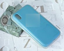 Чехол-накладка для iPhone XS Max SILICONE CASE закрытый голубой (16) - фото