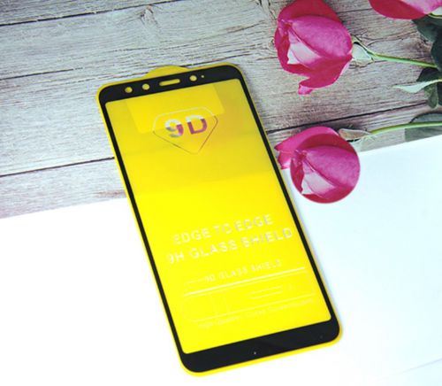 Защитное стекло для XIAOMI Mi 6X/Mi A2 FULL GLUE (желтая основа) пакет черный - фото