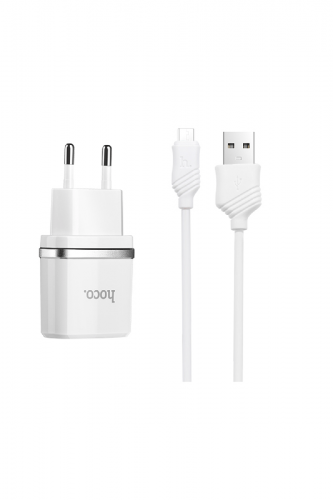 СЗУ USB 1A HOCO C11 кабель MicroUSB белый - фото