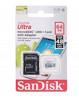 Карта памяти MicroSDХС 64GB Класс 10 SanDisk UHS-I U1 48MB/s адаптер - фото