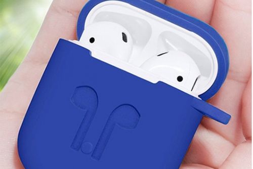Чехол для наушников Airpods Silicone синий - фото фото 4