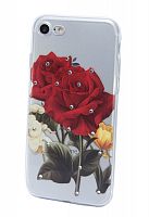 Купить Чехол-накладка для iPhone 7/8/SE FASHION TPU стразы Роза красная оптом, в розницу в ОРЦ Компаньон