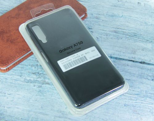 Чехол-накладка для Samsung A750F A7 2018 SILICONE CASE закрытый черный - фото
