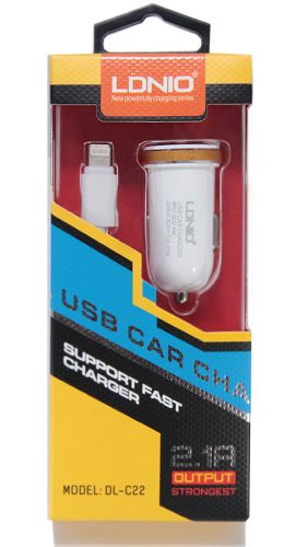АЗУ USB 2.1A 2 USB порт LDNIO DL-С22 кабель Lightning 8Pin белый оптом, в розницу Центр Компаньон фото 2