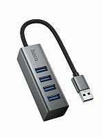 USB-разветвитель HOCO HB1B (4USB-порта) серый - фото