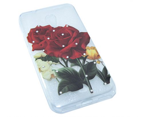 Чехол-накладка для MEIZU M5S FASHION TPU стразы Роза красная - фото фото 3
