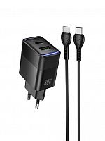 СЗУ USB HOCO CS112A PD30W QC3.0 кабель Type-C черный - фото