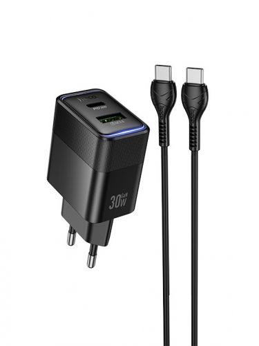 СЗУ USB HOCO CS112A PD30W QC3.0 кабель Type-C черный - оптовая продажа СЗУ USB HOCO CS112A PD30W QC3.0 кабель Type-C черный - фото