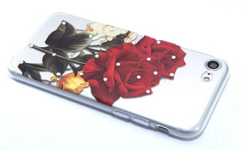 Чехол-накладка для iPhone 7/8/SE FASHION TPU стразы Роза красная оптом, в розницу Центр Компаньон фото 3