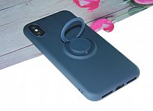 Чехол-накладка для iPhone X/XS SOFT TOUCH TPU КОЛЬЦО темно-синий  - фото