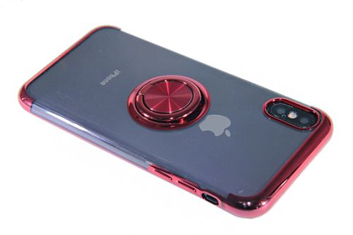 Чехол-накладка для iPhone XS Max ELECTROPLATED TPU КОЛЬЦО красный оптом, в розницу Центр Компаньон