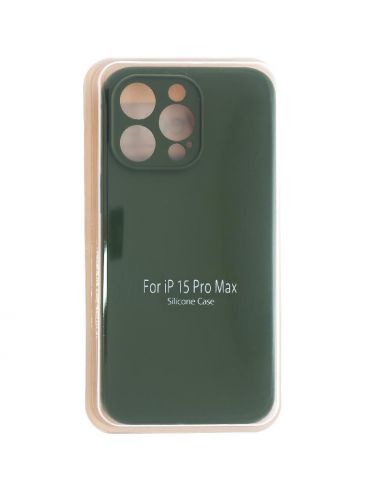Чехол-накладка для iPhone 15 Pro Max VEGLAS SILICONE CASE Защита камеры хаки (64) - фото