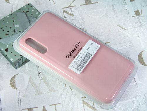 Чехол-накладка для Samsung A705 A70 SILICONE CASE закрытый светло-розовый - фото