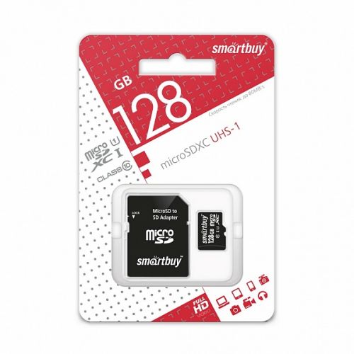 Карта памяти MicroSD 128 Gb Класс 10 Smart Buy UHS-1 с адаптером - оптовая продажа Карта памяти MicroSD 128 Gb Класс 10 Smart Buy UHS-1 с адаптером - фото