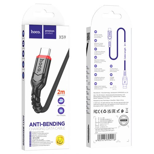 Кабель USB Type-C HOCO X59 Victory 3.0A 2.0м черный - оптовая продажа фото 5 Кабель USB Type-C HOCO X59 Victory 3.0A 2.0м черный - фото фото 5