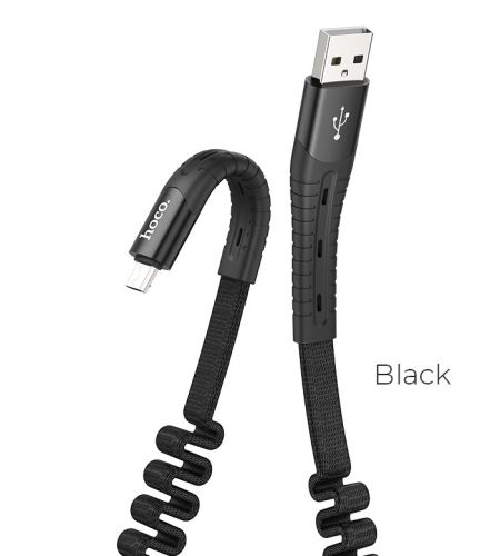 Кабель USB-Micro USB HOCO U78 Cotton elastic 2.4A 1.2м черный оптом, в розницу Центр Компаньон фото 3