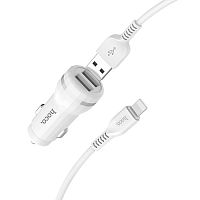 Купить АЗУ USB 2.4A  2 USB порта HOCO Z27 кабель Lightning 8Pin белый оптом, в розницу в ОРЦ Компаньон