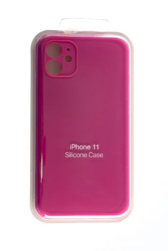 Чехол-накладка для iPhone 11 SILICONE CASE Защита камеры малиновый (54) - фото