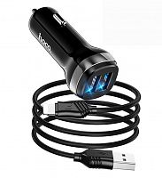 Купить АЗУ USB 2.4A 2 USB порта HOCO Z40 кабель Lightning 8Pin черный оптом, в розницу в ОРЦ Компаньон