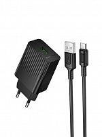 СЗУ USB BOROFONE BAS72A Spring QC3.0 3A кабель Type-C черный - фото