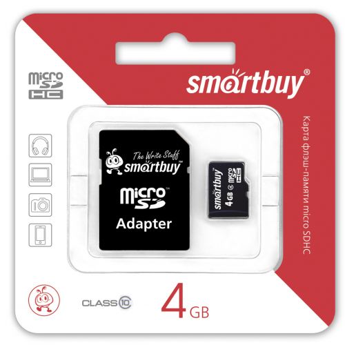 Карта памяти MicroSD 4 Gb Класс 10 Smart Buy адаптер - оптовая продажа фото 2 Карта памяти MicroSD 4 Gb Класс 10 Smart Buy адаптер - фото фото 2
