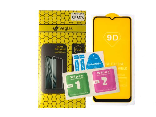 Защитное стекло для OPPO A17K FULL GLUE VEGLAS YELLOW картон черный - фото фото 4