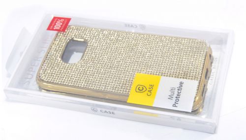 Чехол-накладка для Samsung G935 S7 Edge C-CASE стразы РАМКА TPU золото - фото фото 2