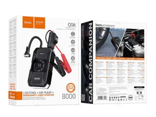 Автомобильное пуско-зарядное устройство HOCO QS6 8000mAh Компрессор черный - оптовая продажа фото 4 Автомобильное пуско-зарядное устройство HOCO QS6 8000mAh Компрессор черный - фото фото 4