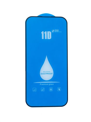 Защитное стекло для iPhone 15 Pro Max 11D FULL GLUE (синяя основа) коробка черный оптом, в розницу Центр Компаньон